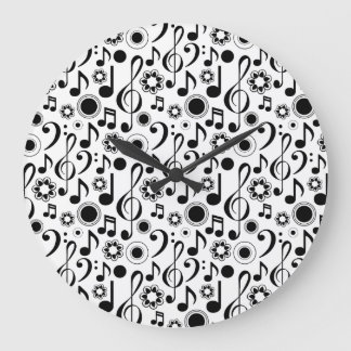 Reloj Redondo Grande Notas de música y Clefs