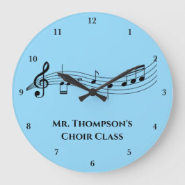 Reloj Redondo Grande Notas Musicales Banda Maestra Personalizado Clase 