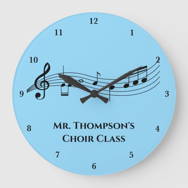 Reloj Redondo Grande Notas Musicales Banda Maestra Personalizado Clase  (Anverso)