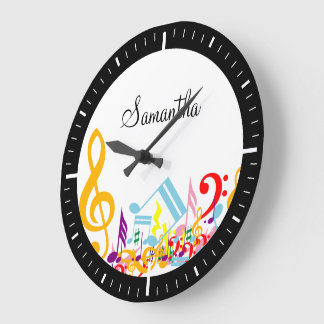 Reloj Redondo Grande Notas musicales coloridas