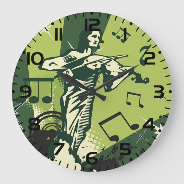 Reloj Redondo Grande Notas musicales del Violin Player (Anverso)