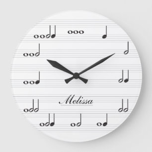 Reloj Redondo Grande Notas personalizadas de la música