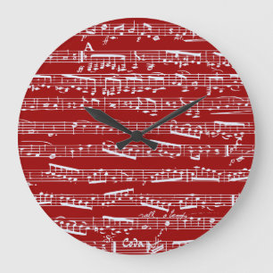 Reloj Redondo Grande Notas rojas de la música