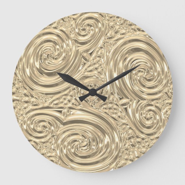 Reloj Redondo Grande Noveau victoriano metálico elegante de oro (Anverso)