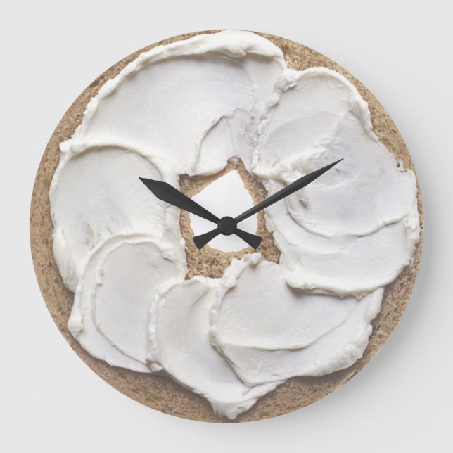 Reloj Redondo Grande Novedad de queso Bagel y Cream (Anverso)