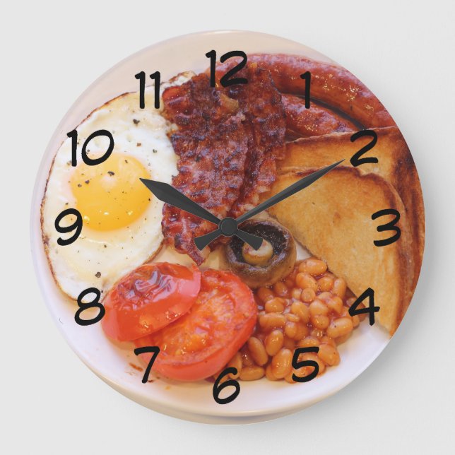 Reloj Redondo Grande Novelty Full English Breakfast Clock (Anverso)