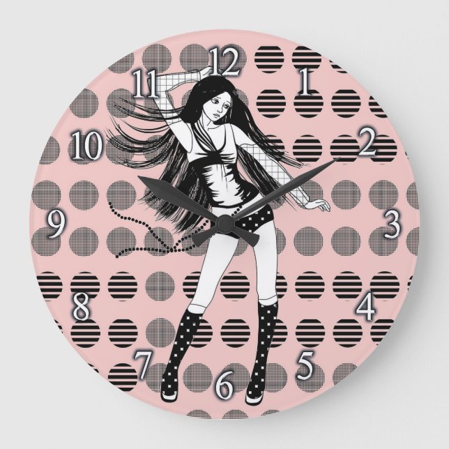 Reloj Redondo Grande novia bailarina rosa (Anverso)