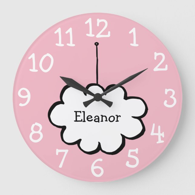 Reloj Redondo Grande Nube en un nombre de cadena (Anverso)