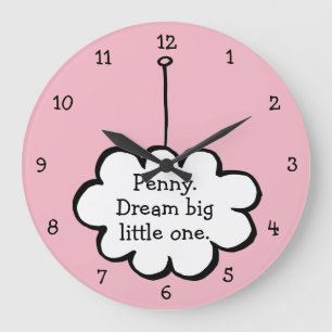 Reloj Redondo Grande Nube Personalizada en una Cuerda