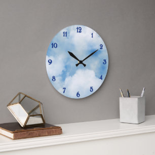 Reloj Redondo Grande Nubes Blancas Esponjosas