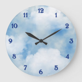 Reloj Redondo Grande Nubes Blancas Esponjosas