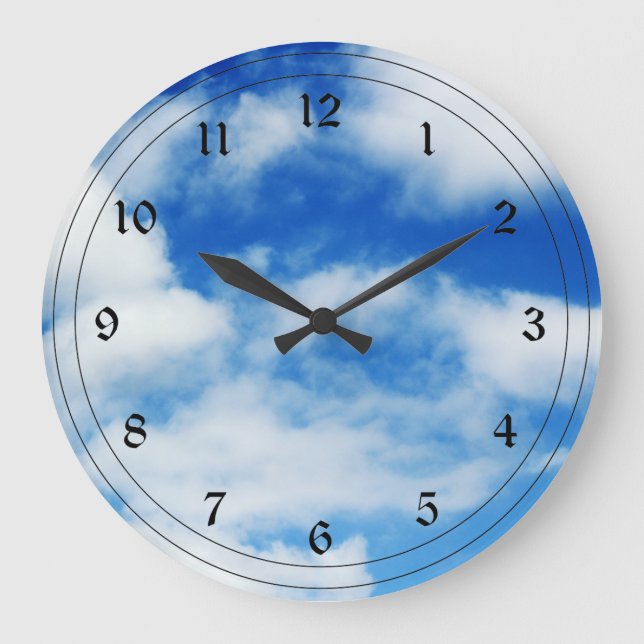Reloj Redondo Grande Nubes blancas onduladas (Anverso)