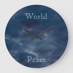 Reloj Redondo Grande Nubes del azul de la paz de mundo