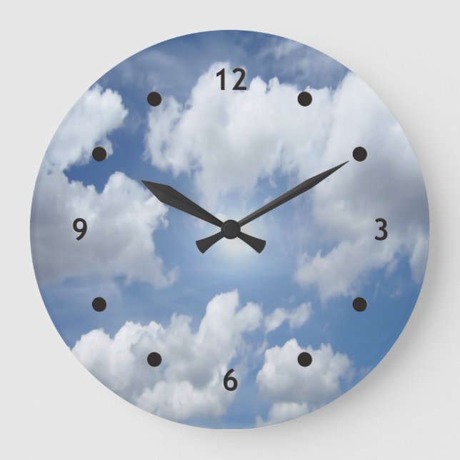 Reloj Redondo Grande Nubes del cielo azul + tus ideas (Anverso)
