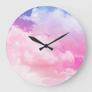 Reloj Redondo Grande Nubes Pastel, Antecedentes Naturales Abstractos.