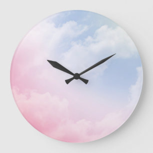 Reloj Redondo Grande Nubes Pastel: Patrón de fondo sereno