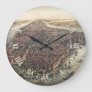 Reloj Redondo Grande Nueva York antigua, Manhattan, puente de Brooklyn