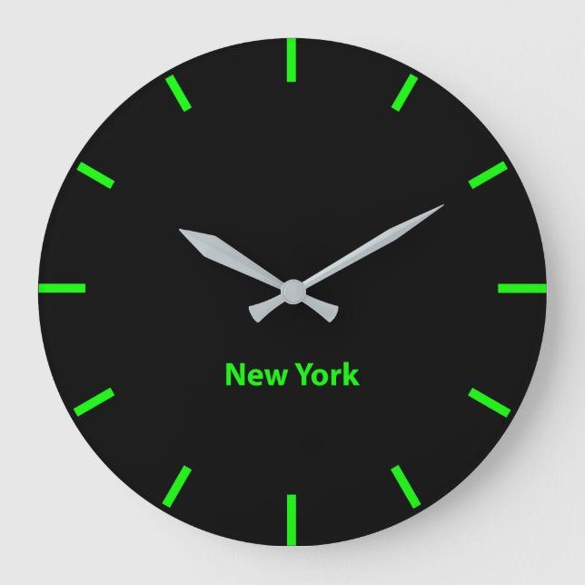 Reloj Redondo Grande Nueva York Time Zone Newsroom Wall Large Clock (Anverso)