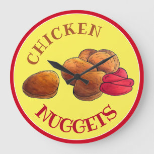 Reloj Redondo Grande Nuggets de pollo con comida chatarra de Ketchup