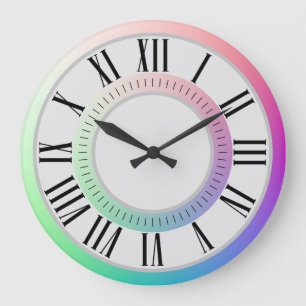Reloj Redondo Grande Numeración romana divertida, marcadores de minutos