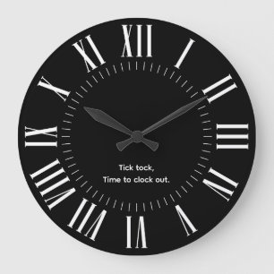Reloj Redondo Grande Numeración romana moderna personalizada Negra y Bl