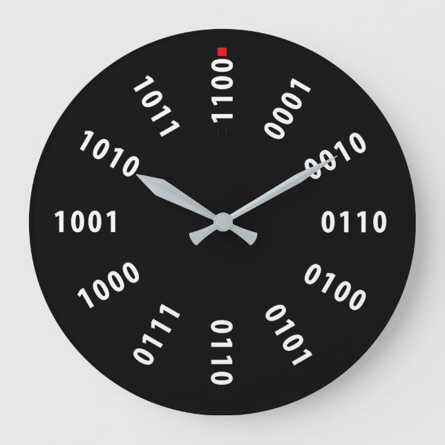 Reloj Redondo Grande Numerales binarios (Anverso)