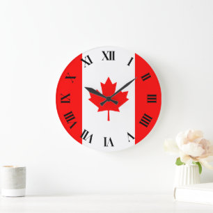 Reloj Redondo Grande Numerales romanos canadienses de hojas de arce