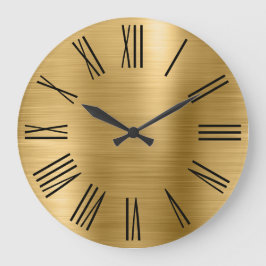 Reloj Redondo Grande Numerales romanos negros de Relieve metalizado cep