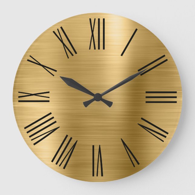 Reloj Redondo Grande Numerales romanos negros de Relieve metalizado cep (Anverso)