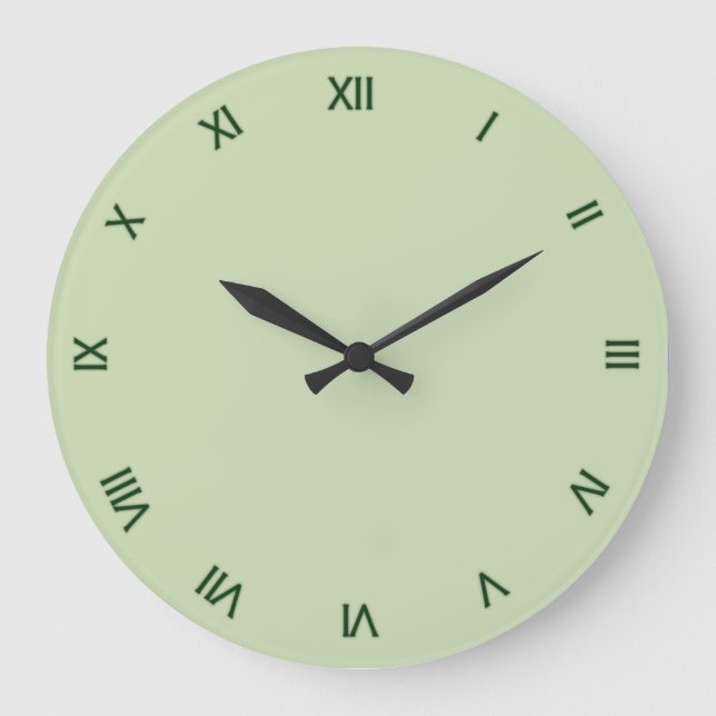 Reloj Redondo Grande Numerales romanos verdes de luz sólida (Anverso)