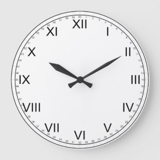 Reloj Redondo Grande Numerales simples en blanco y negro
