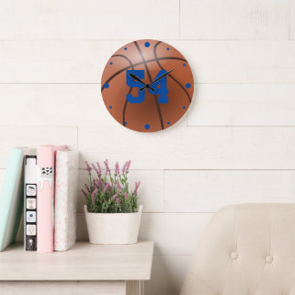 Reloj Redondo Grande Número de Personalizados de baloncesto