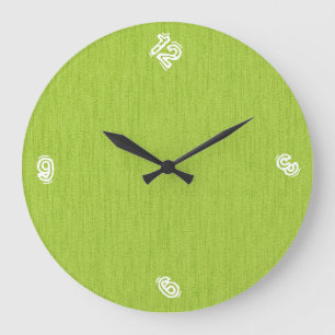 Reloj Redondo Grande Número divertido con el grano de madera verde