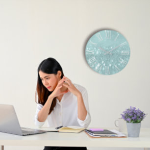 Reloj Redondo Grande Número romano de la plata metalizada gris verde