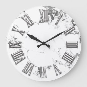 Reloj Redondo Grande Número romano de piedra de mármol metalizado gri