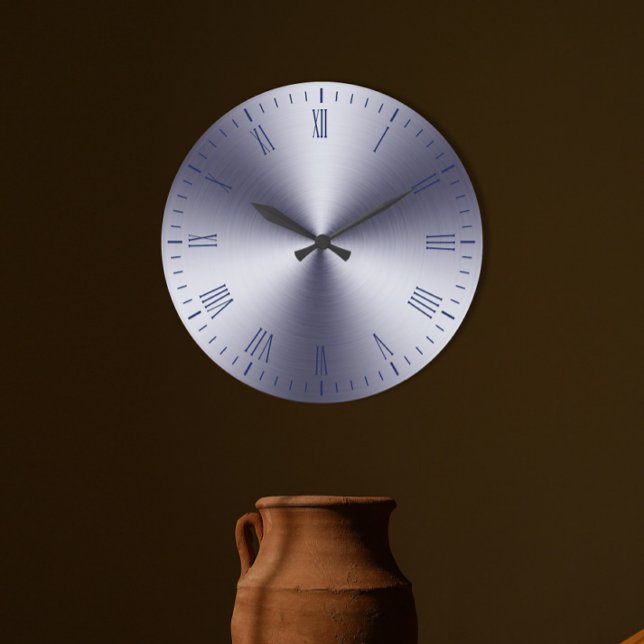 Reloj Redondo Grande Número romano Metalizado cepillado moderno (Subido por el creador)