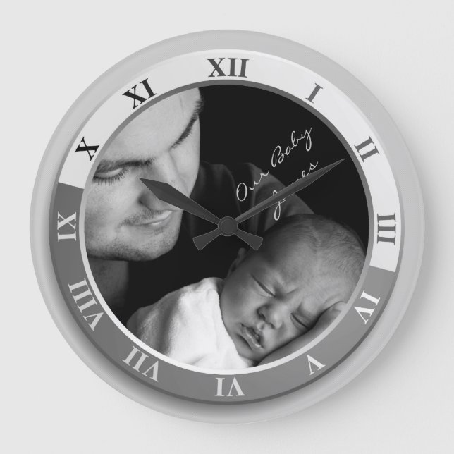 Reloj Redondo Grande Número romano plateado de la fotografía del person (Anverso)