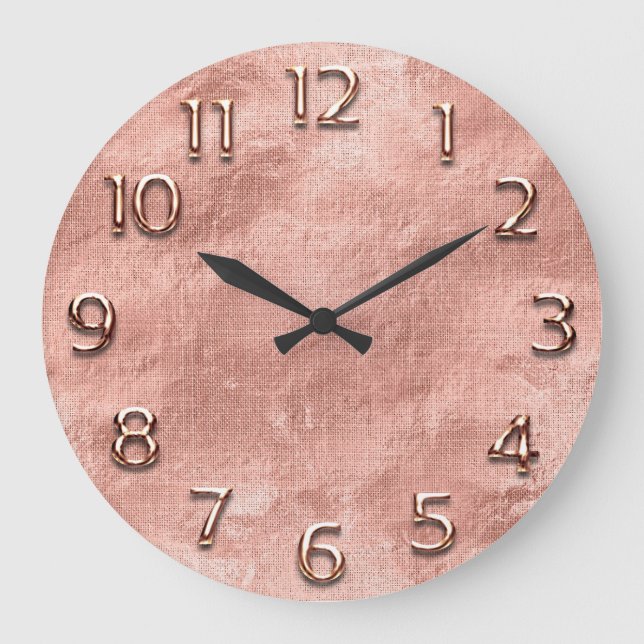 Reloj Redondo Grande Números árabes Rosa de cobre blanco (Anverso)