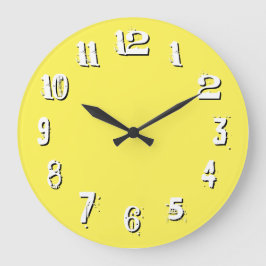 Reloj Redondo Grande Números Artísticos Blanco Negro Amarillo