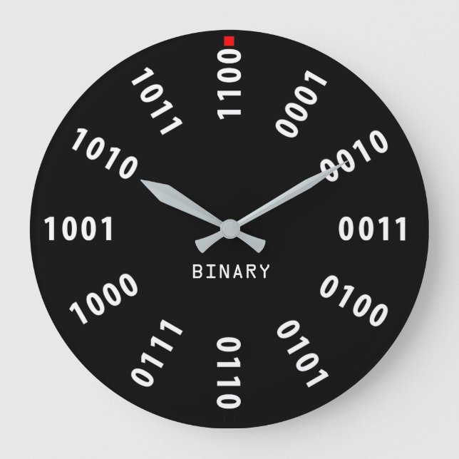 Reloj Redondo Grande Números binarios/reloj base 2 (Anverso)