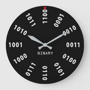 Reloj Redondo Grande Números binarios/reloj de la base 2