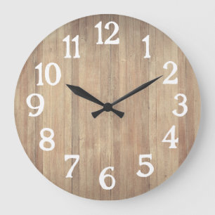 Reloj Redondo Grande Números Blancos de Madera Decoración Sencilla y Ll