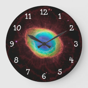 Reloj Redondo Grande Números blancos en anillo Nebulosa Fotografía del