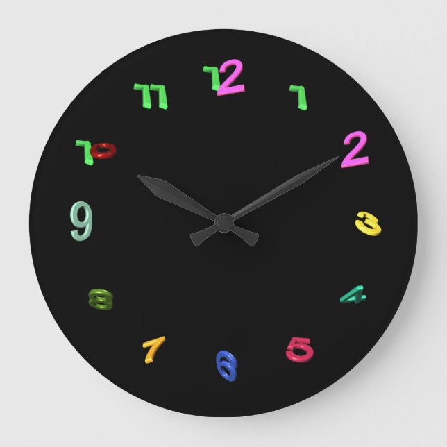 Reloj Redondo Grande Números coloridos inclinados (Anverso)