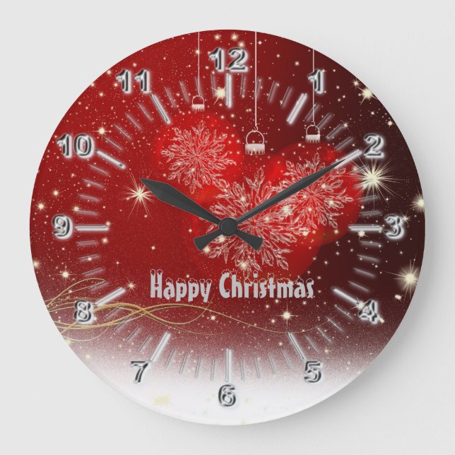 Reloj Redondo Grande Números cromados de navidades (Anverso)