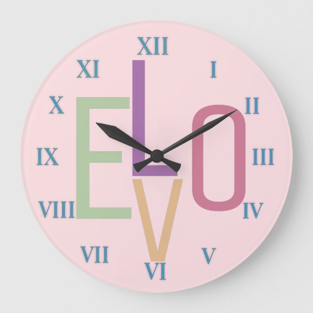 Reloj Redondo Grande Números de amor y romano (Anverso)