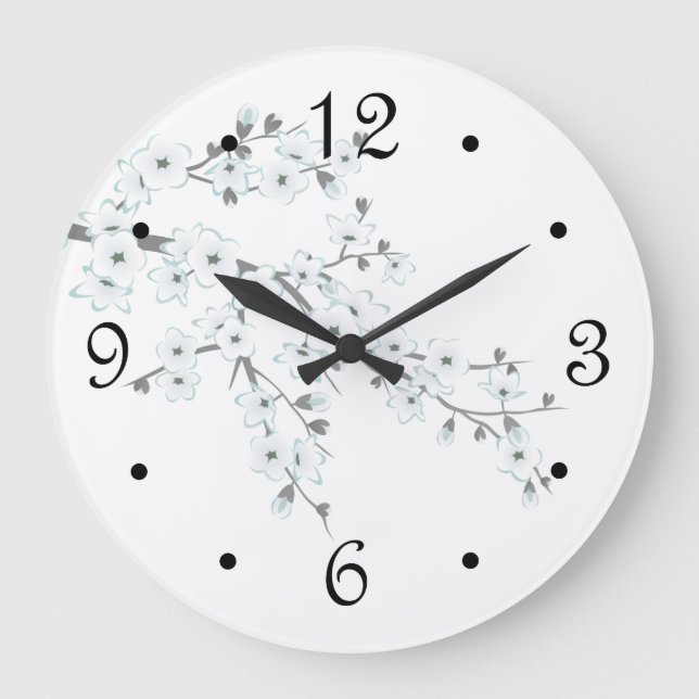 Reloj Redondo Grande Números de Flor de Cerezo (Anverso)