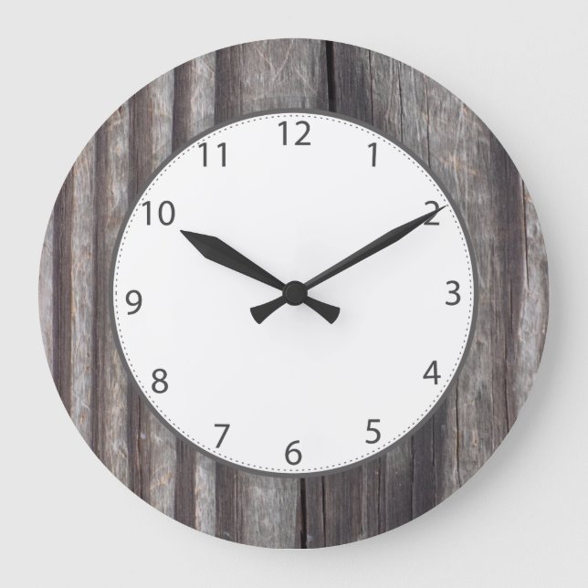 Reloj Redondo Grande Números de gris de madera de los países meteorológ (Anverso)
