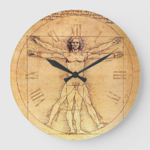 Reloj Redondo Grande Números de hombres vitruvianos Leonardo Da Vinci
