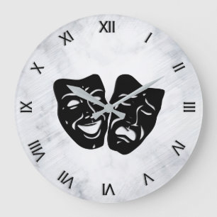 Reloj Redondo Grande Números de las máscaras del teatro de la comedia